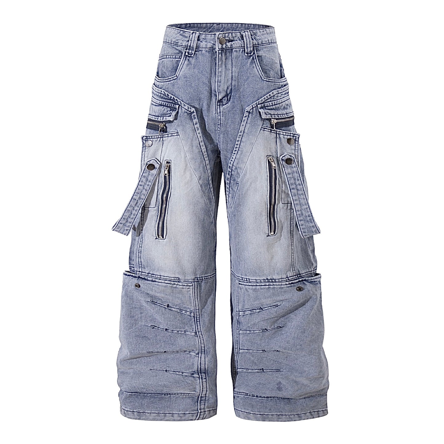 Street Style High-Quality Heavy-Washed Denim Long Pants