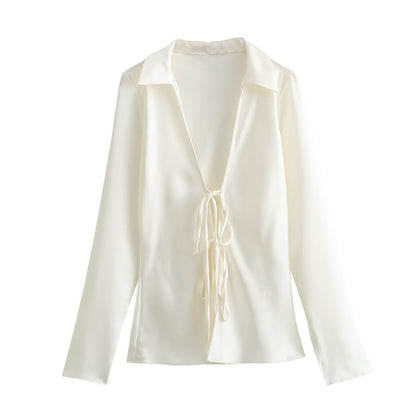 Women's Fashion Casual Bow Decorated Shirt