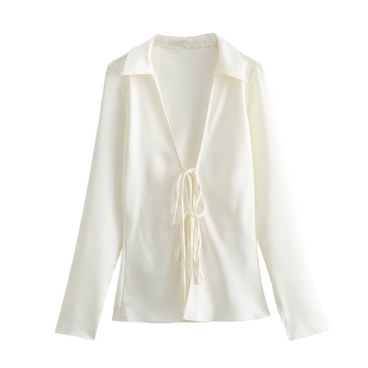 Women's Fashion Casual Bow Decorated Shirt