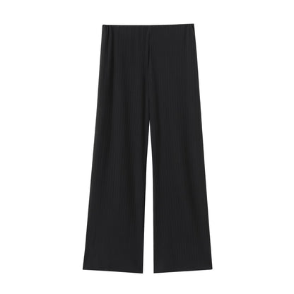 Women's High-Waist Wide-Leg Pants + Asymmetric Collar Sleeveless Top Set