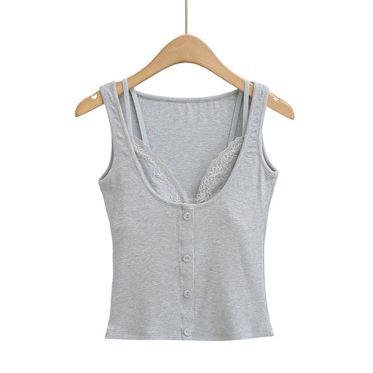 Sexy and Slim Lace Splicing Top