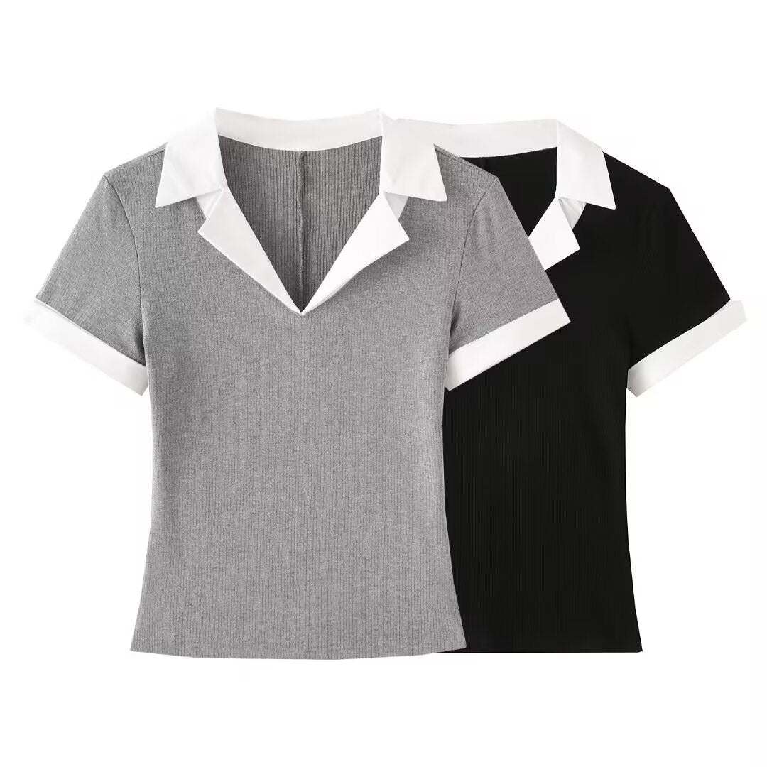 V-Neck Short Sleeve Slim T-Shirt