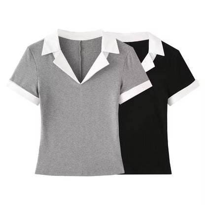 V-Neck Short Sleeve Slim T-Shirt