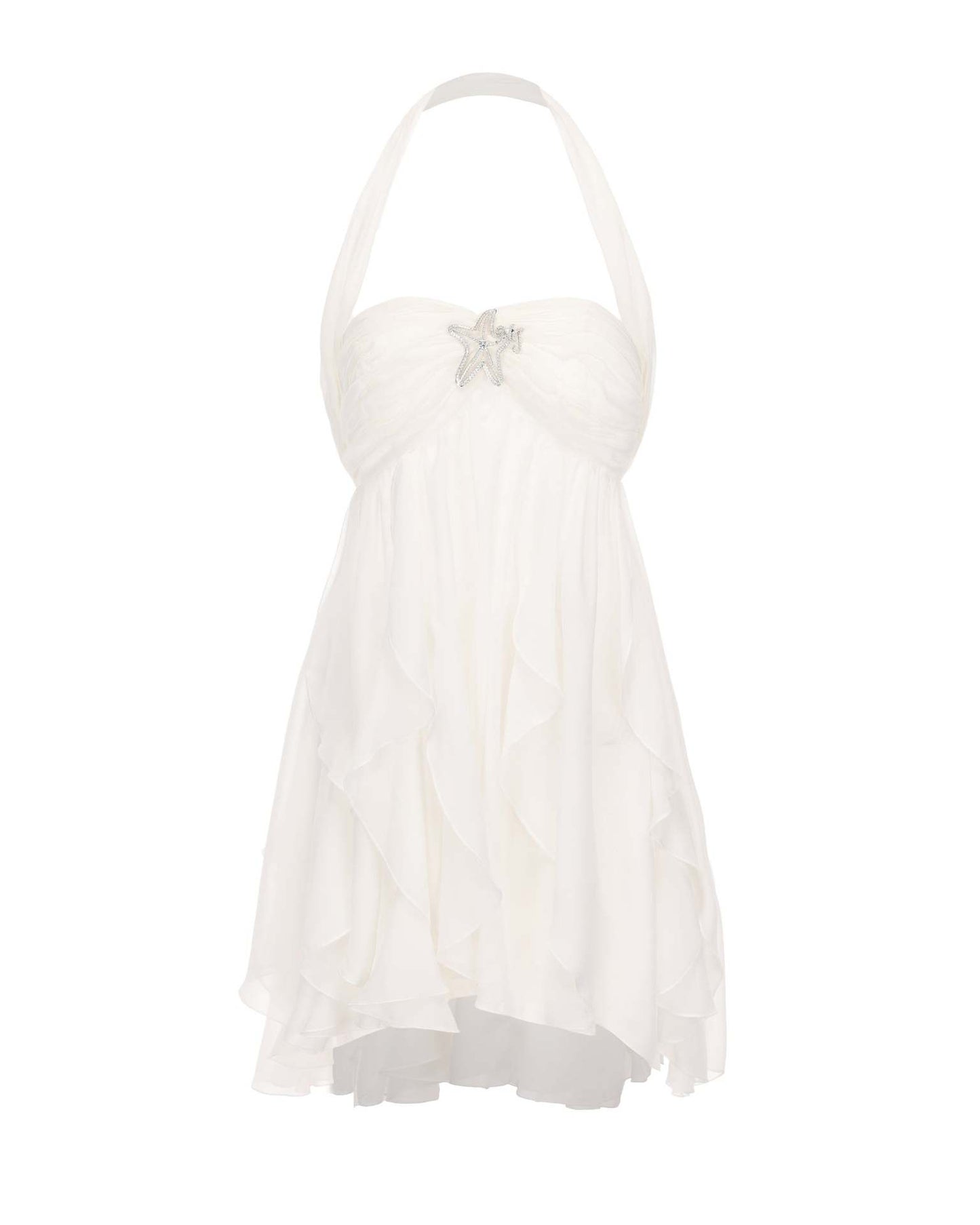 Chiffon Printed French Halter Noble Fairy Dress Holiday Wind Sexy Backless Short Skirt