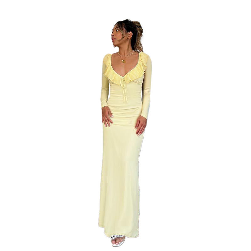 Long Sleeve Fitted Elastic Dress Fall New Arrival Bodycon Dress