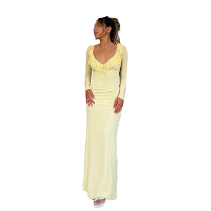 Long Sleeve Fitted Elastic Dress Fall New Arrival Bodycon Dress