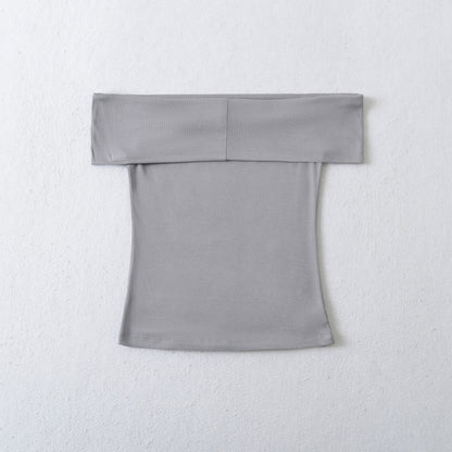 Slim One-Shoulder Plain Crop Top T-Shirt