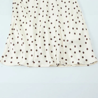Women's Clothing Polka Dot Satin Feel Midi Dress