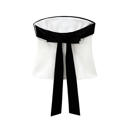 Women's Clothing INS Internet Celebrity Design Sense Personality Bow Decorative Tube Top