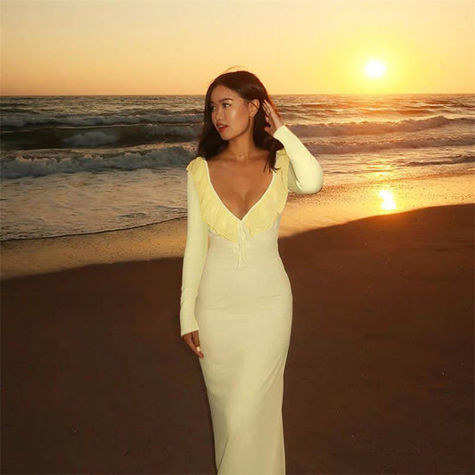 Long Sleeve Fitted Elastic Dress Fall New Arrival Bodycon Dress