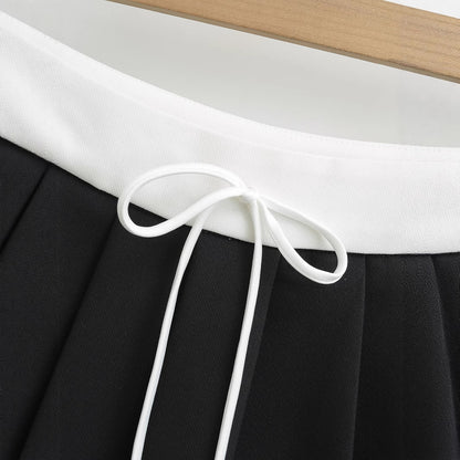 High waisted A-line short skirt pleated skirt tennis skirt