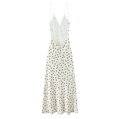 Women's Clothing Polka Dot Satin Feel Midi Dress