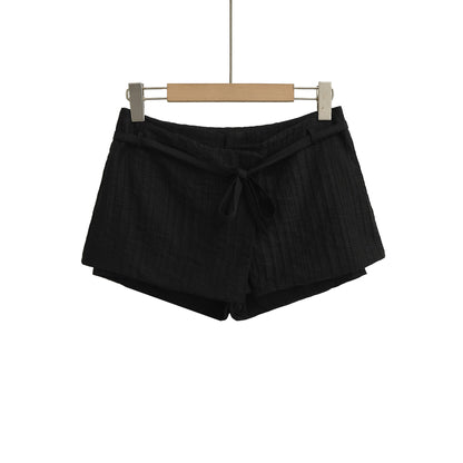 Slim fit solid color low waist skirt pants