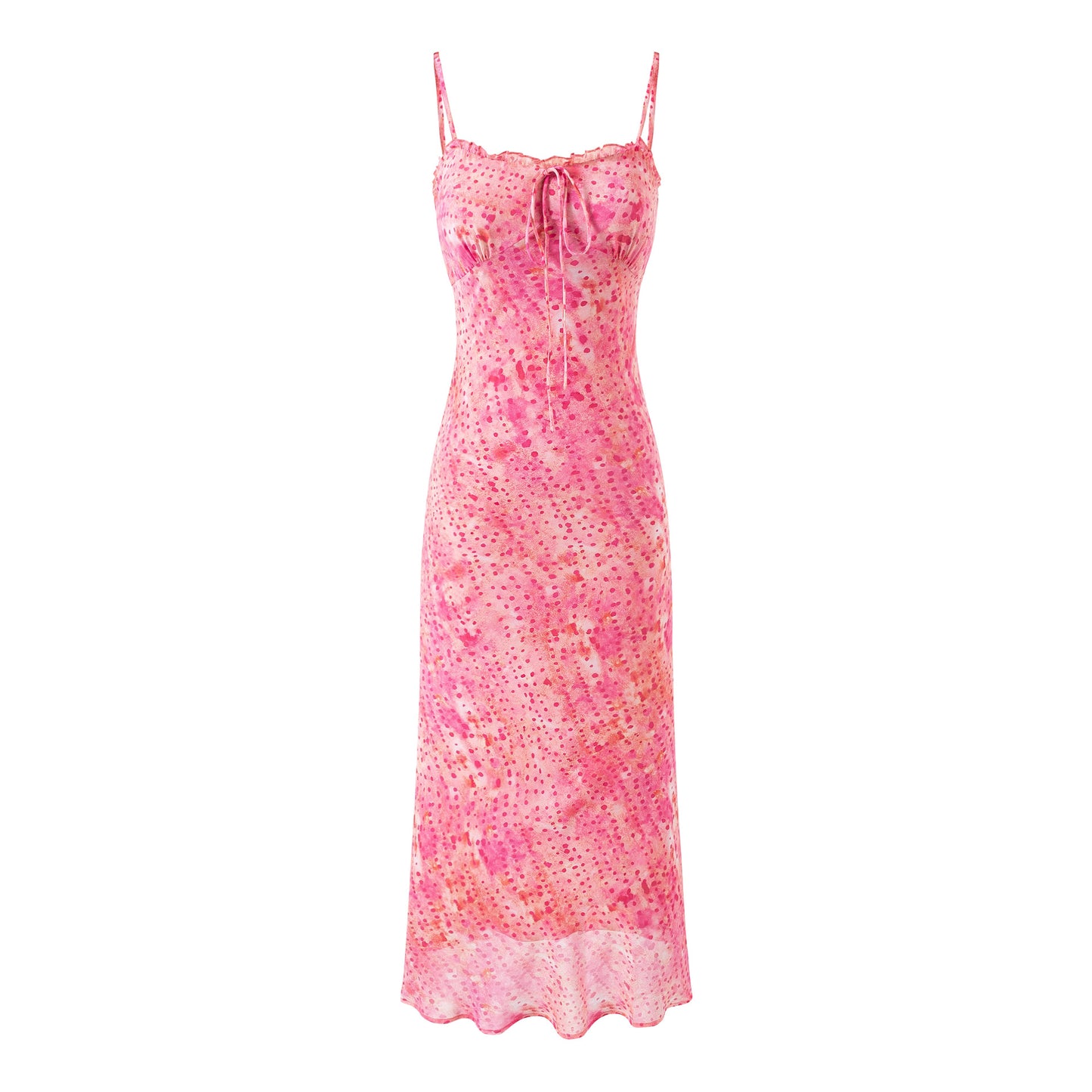 Strap lace printed long skirt dress