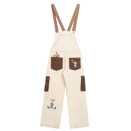 Cartoon embroidered overalls casual pants