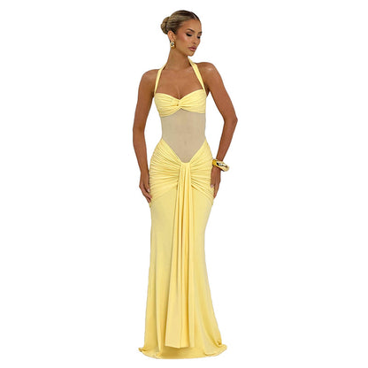 Sexy Charm Off-the-Shoulder Spliced Shirred Women's Dress