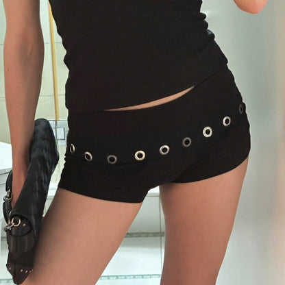 Hollow out autumn versatile low waist shorts for women