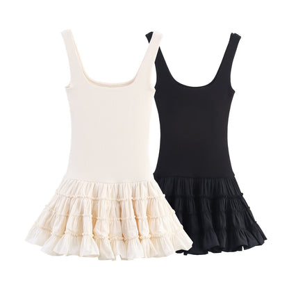 Puffy Patchwork Dress for Women