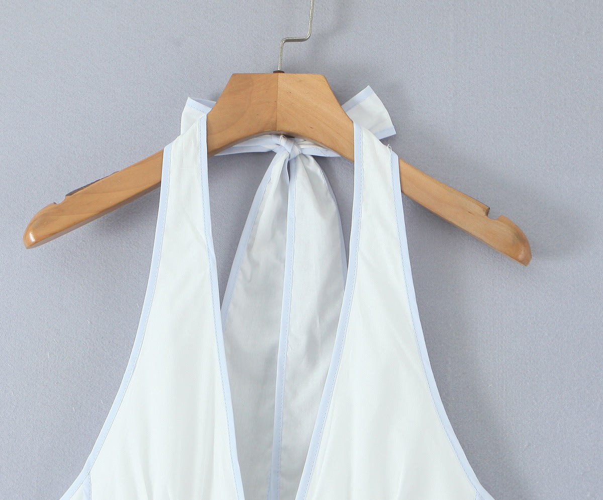 Tie-Neck Waist-Cinching Dress