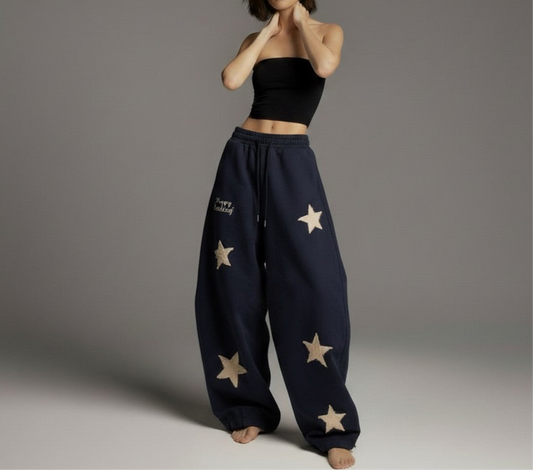 Retro street dance loose hanging feeling curved knife wide leg pants