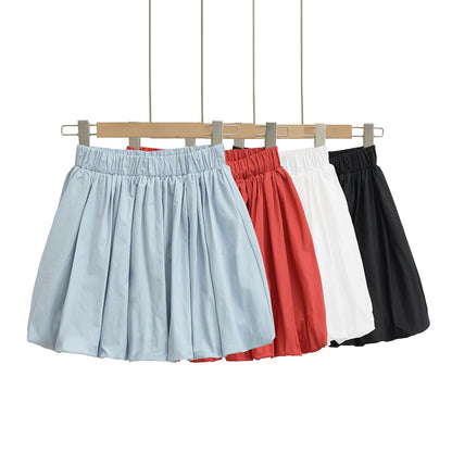 Folded midi skirt lantern skirt