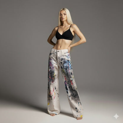 Retro Simple Loose Distressed Design Jeans