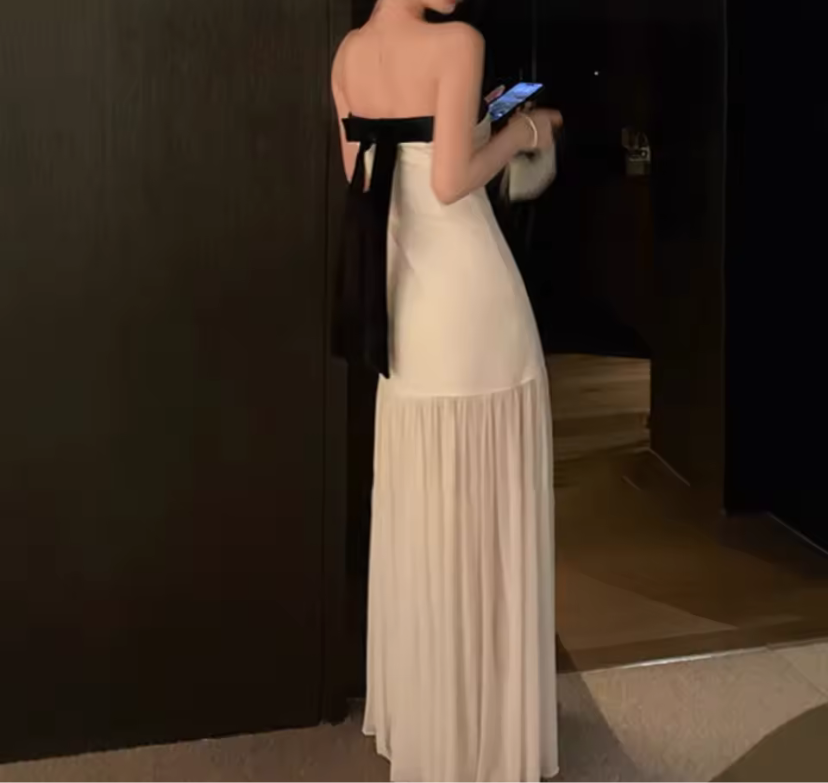 Strapless sleeveless patchwork dress