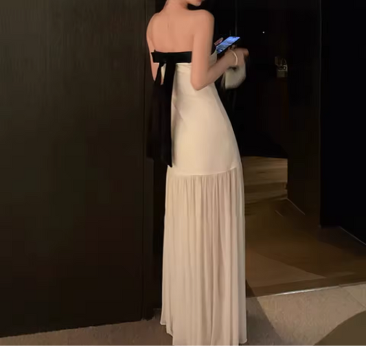 Strapless sleeveless patchwork dress
