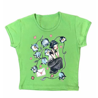 Short Sleeve Round Neck Printed Slim Fit