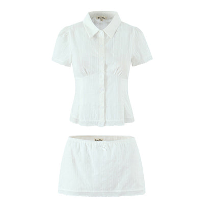 Fashionable Plaid Shirt Short Set Simple and Versatile Design, Slimming Effect