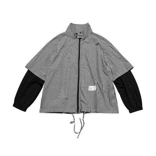 Brand Fake Two-Piece Plaid Casual Jacket Unisex Lazy Style Outerwear