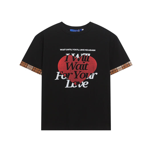Short slim fit short sleeved T-shirt with letter print for women
