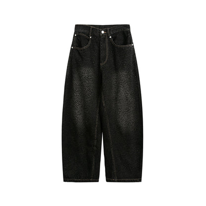 Leopard print jeans men's and women's loose casual pants