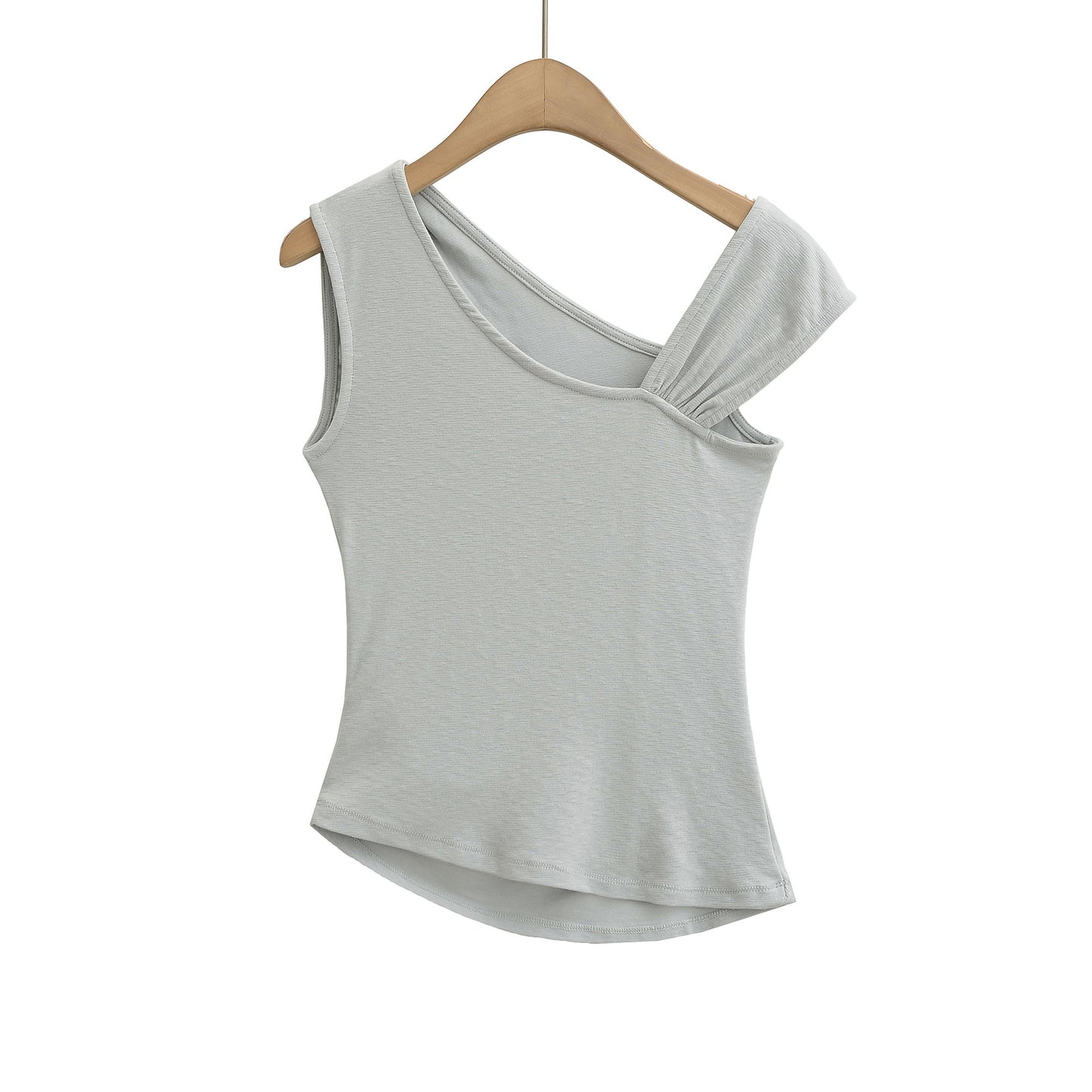 Slim Fit Irregular One-Shoulder Knit Tank Top