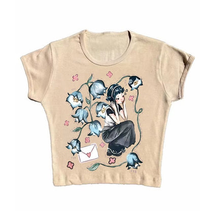 Short Sleeve Round Neck Printed Slim Fit