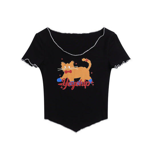 Short Sleeve T-Shirt Women Short Slim Fit Versatile Sweet and Spicy Top