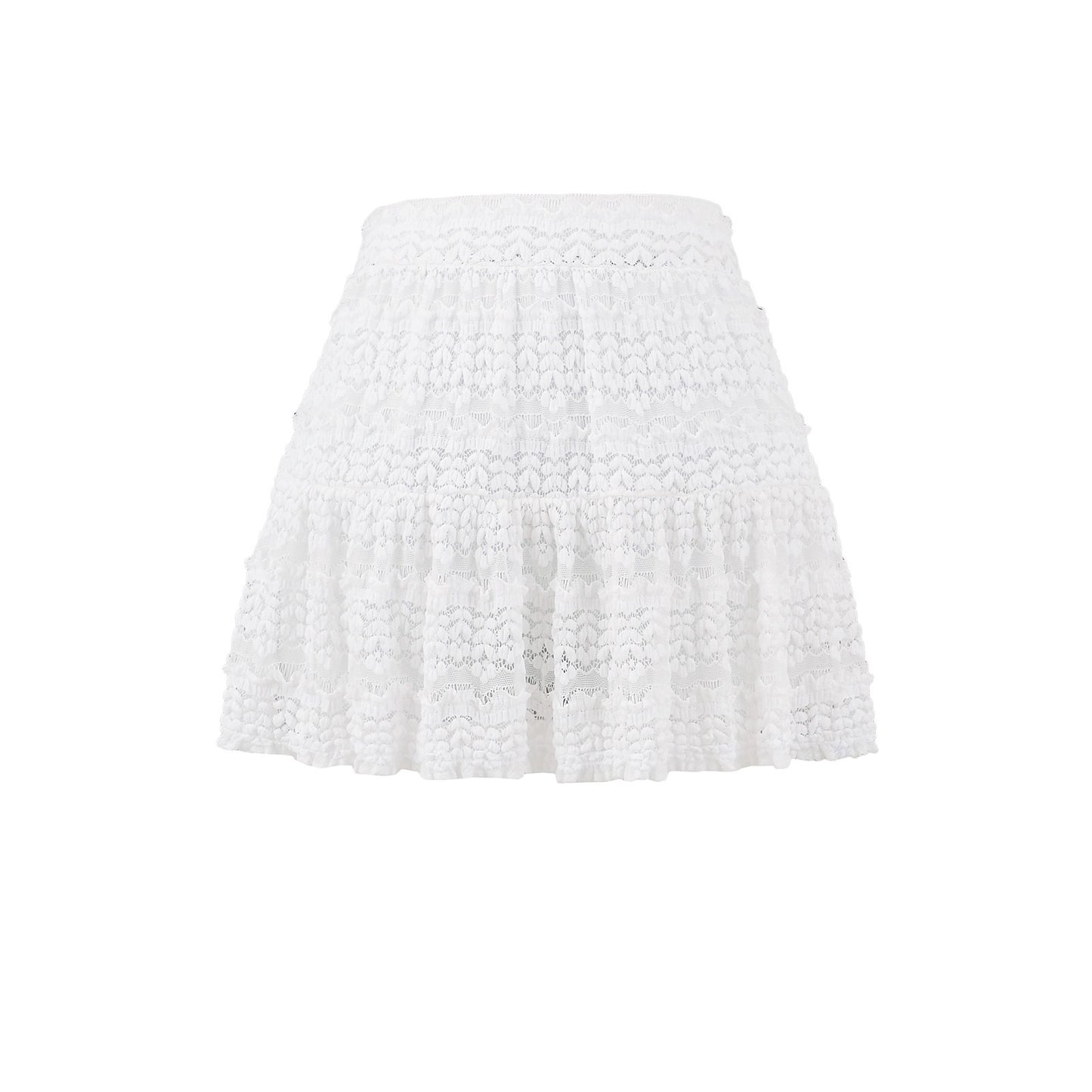 High waisted lace cake skirt midi skirt