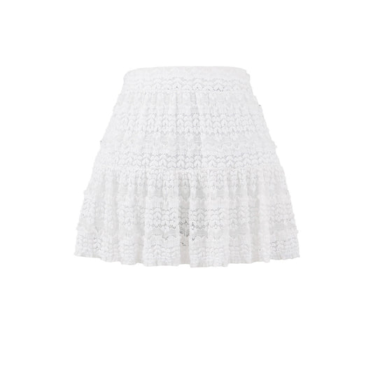 High waisted lace cake skirt midi skirt