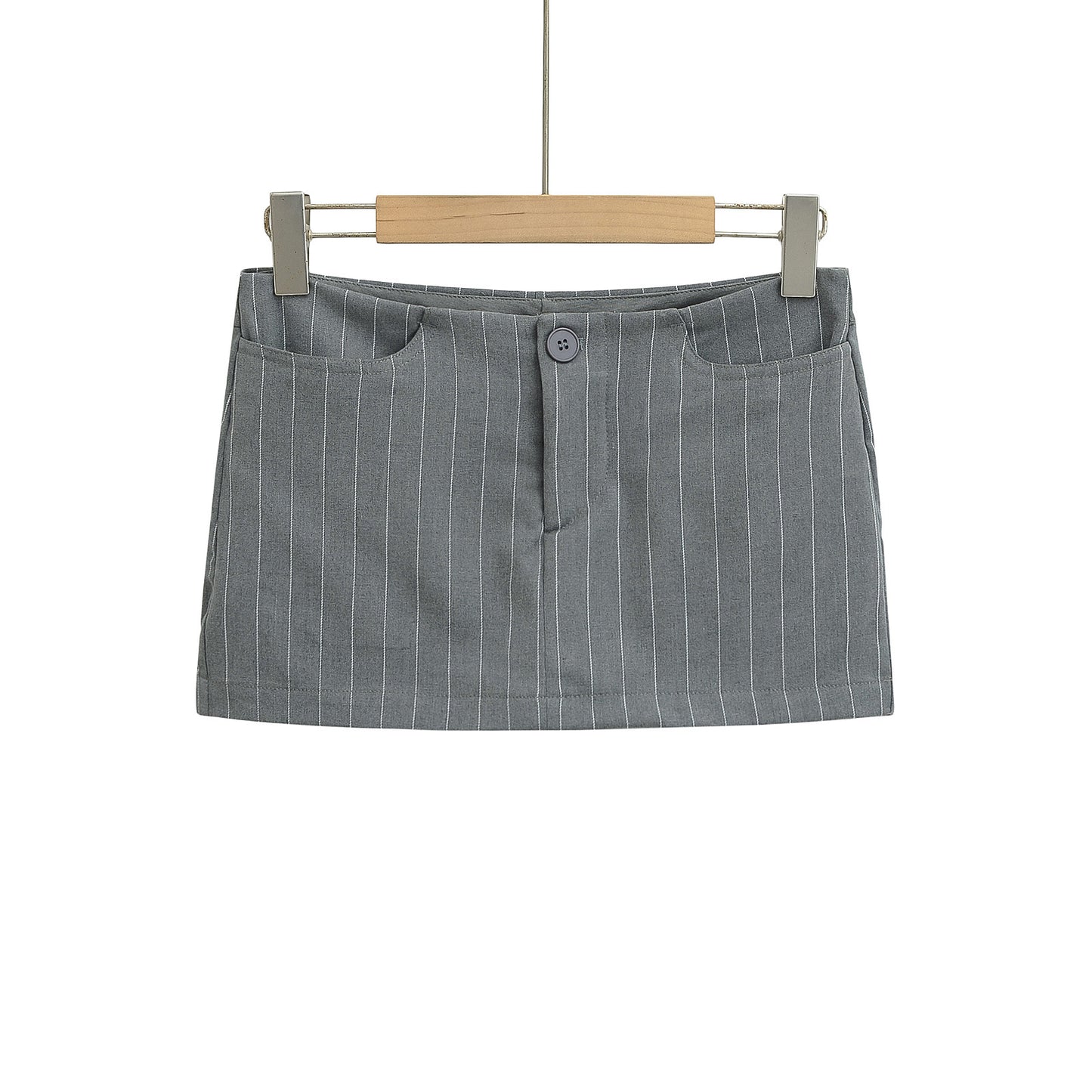 Vertical Striped Low-Waist Ultra-Short Skirt