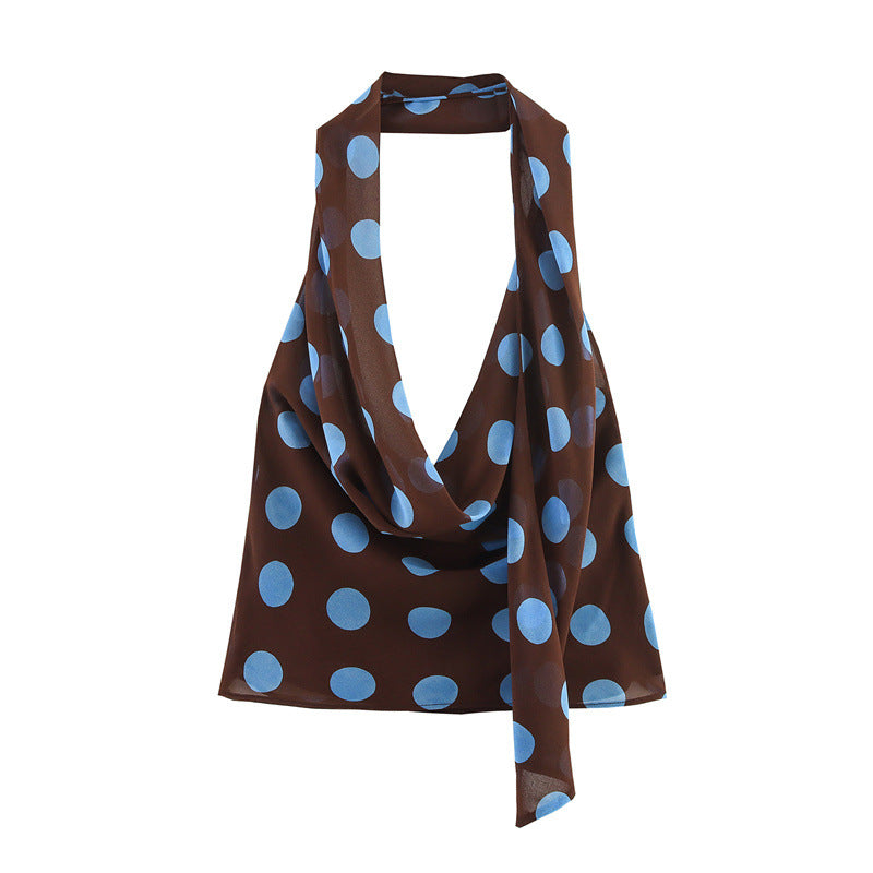 Sexy Polka Dot Halter Top and Skirt Set for Women Style Fashion