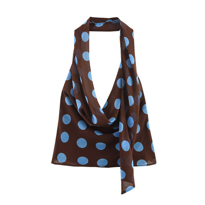Sexy Polka Dot Halter Top and Skirt Set for Women Style Fashion