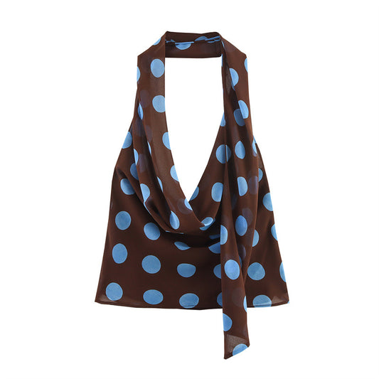 Sexy Polka Dot Halter Top and Skirt Set for Women Style Fashion