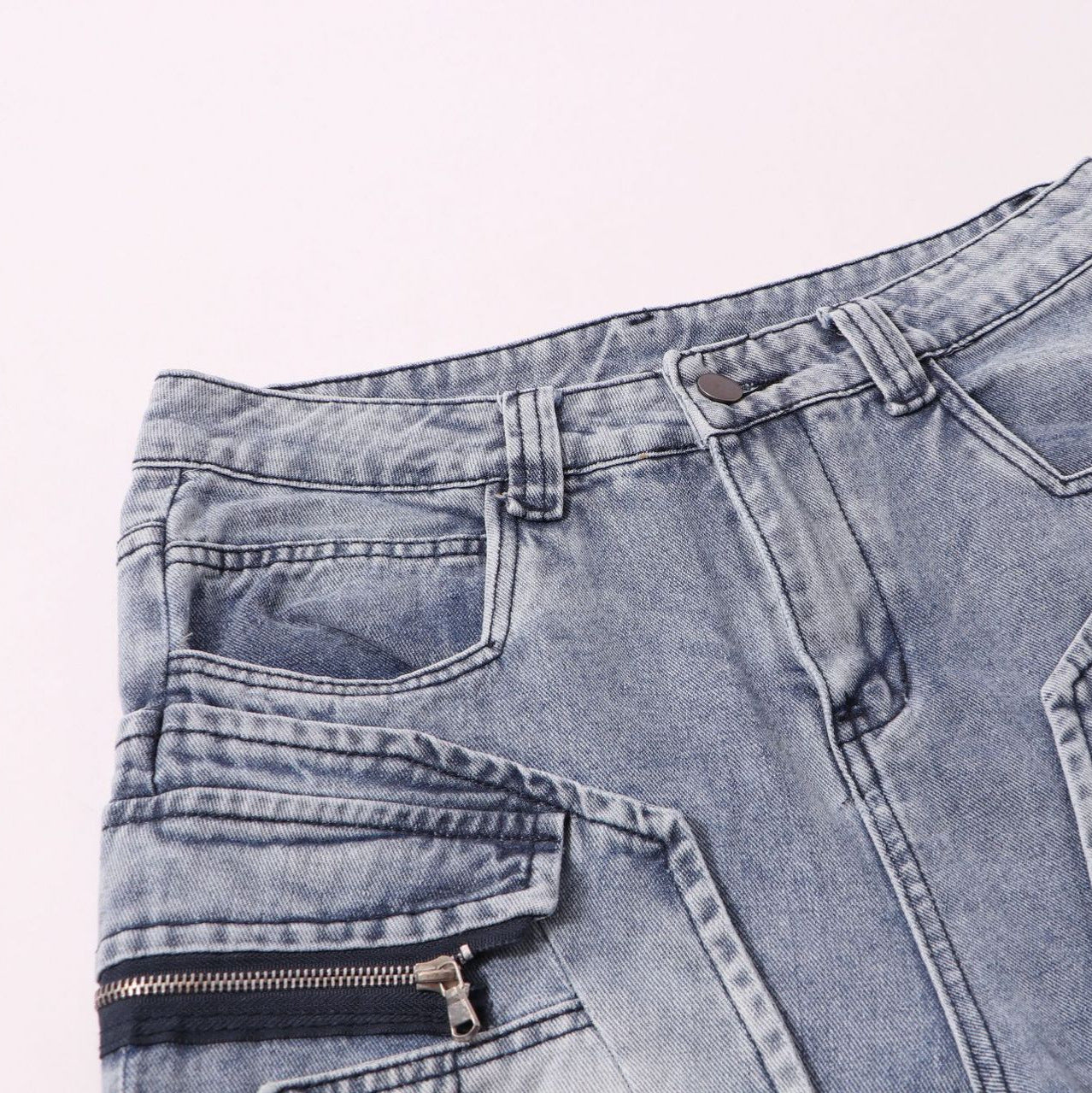 Street Style High-Quality Heavy-Washed Denim Long Pants