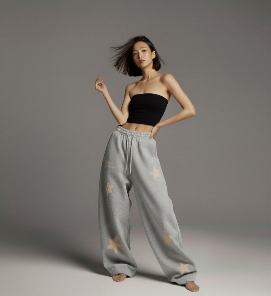 Retro street dance loose hanging feeling curved knife wide leg pants